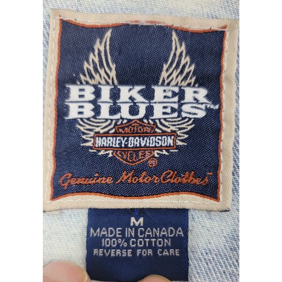 Vintage Harley-Davidson Biker Blues Denim Jacket Made in Canada M - Picture 11 of 14